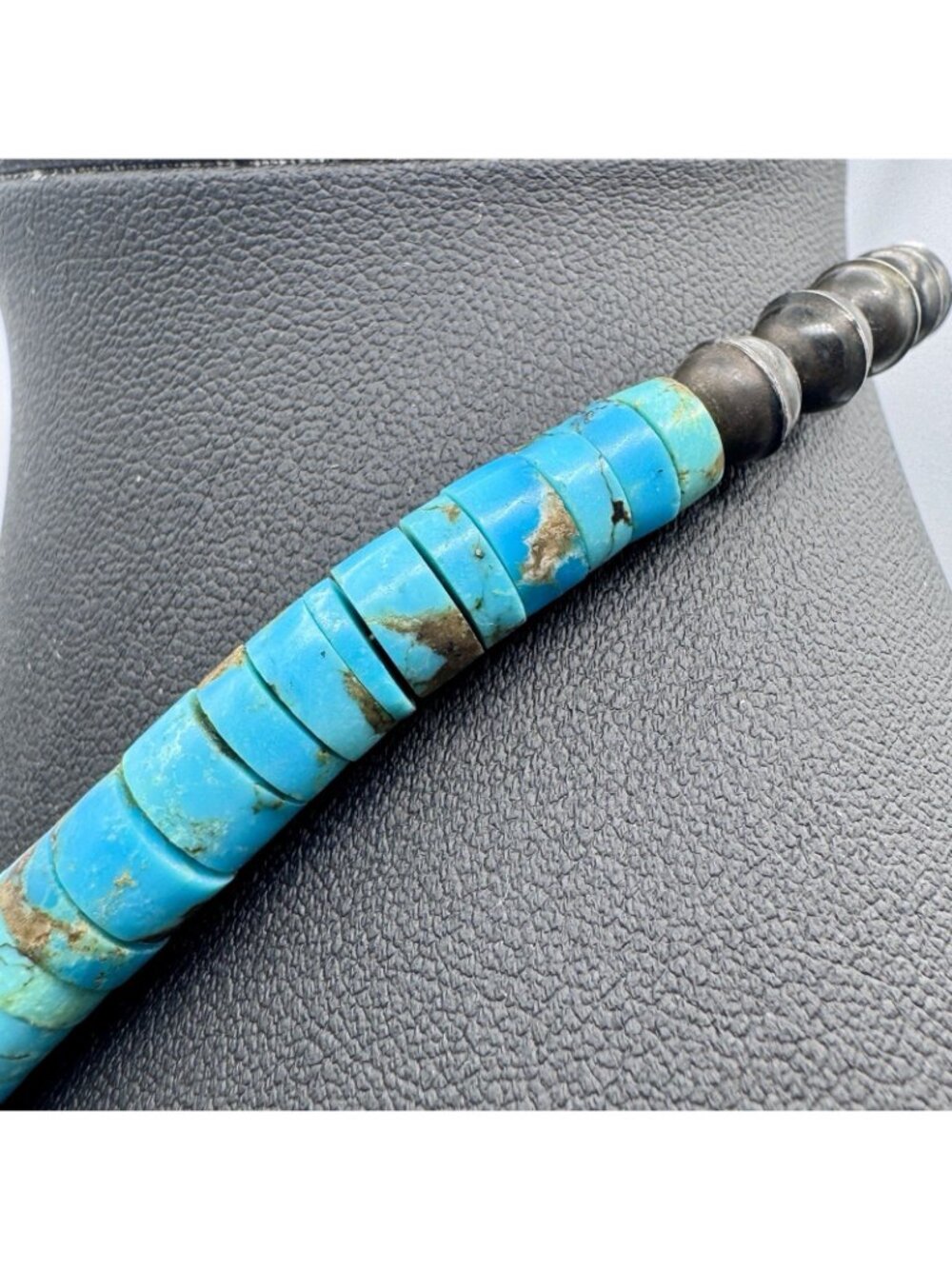 Southwestern Heishi Necklace Turquoise Sterling Bench Beads Onyx Serpentine - Picture 6 of 12